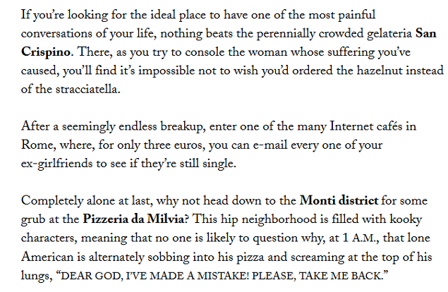New Yorker itinerario roma