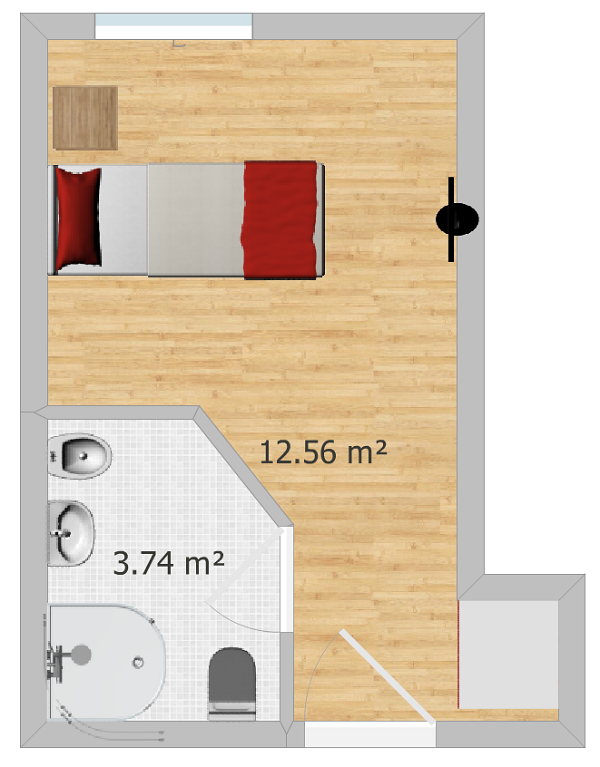 Stanza singola con bagno
